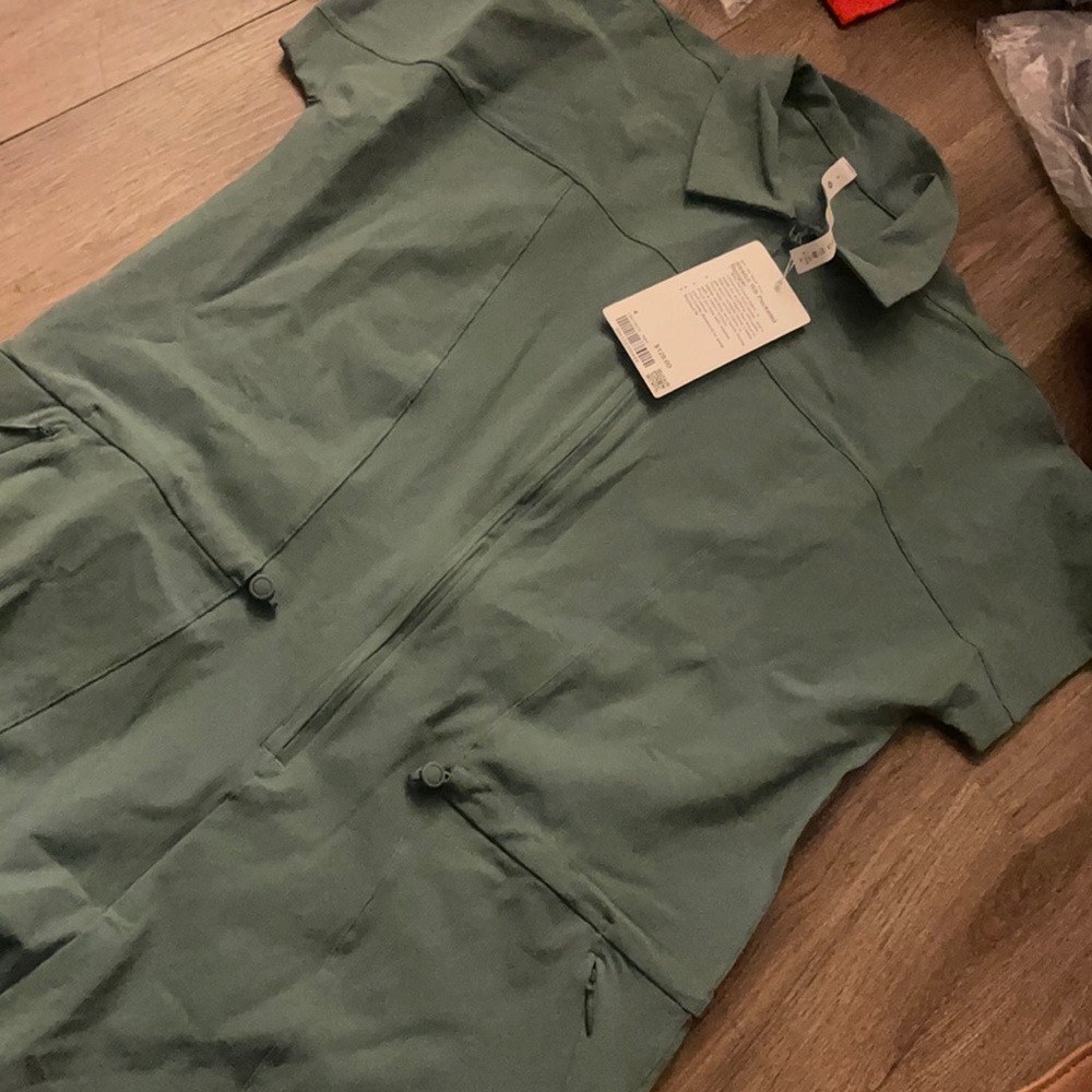 stretch rib pocketed romper